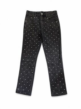 Pilcro Black Mid-Rise Jeans with Crystals in Silver Studs - Size 27